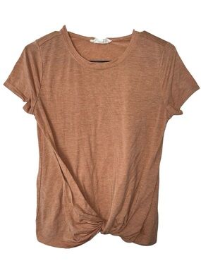 Hippie Rose Casual Light Brown Knot Front Women's Top